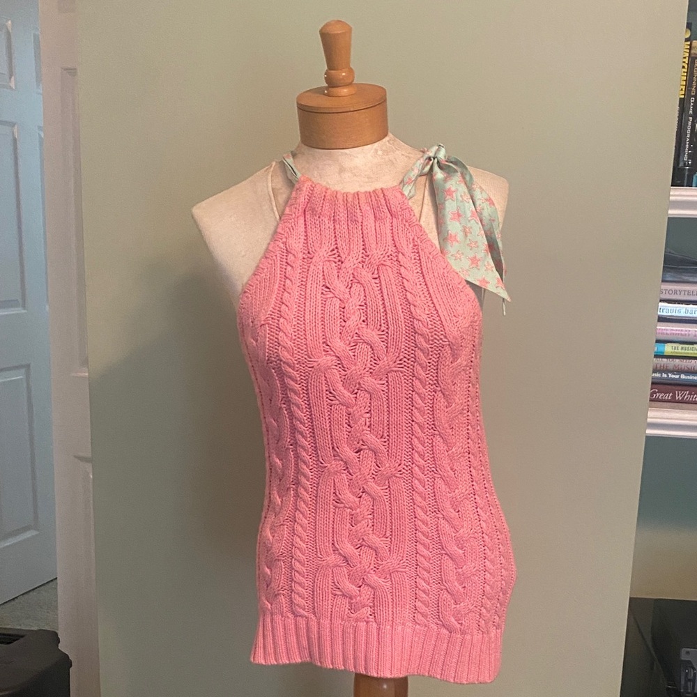 Vineyard Vines Pink Cable Knit Tank Top